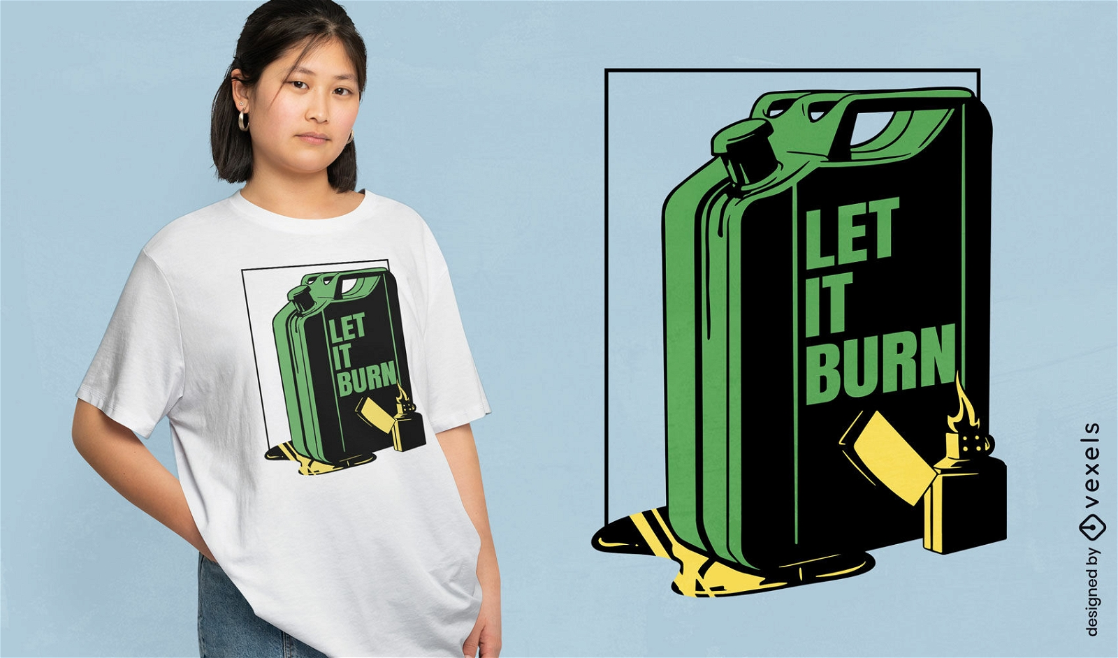 Design de camiseta de isqueiro e tanque de gasolina