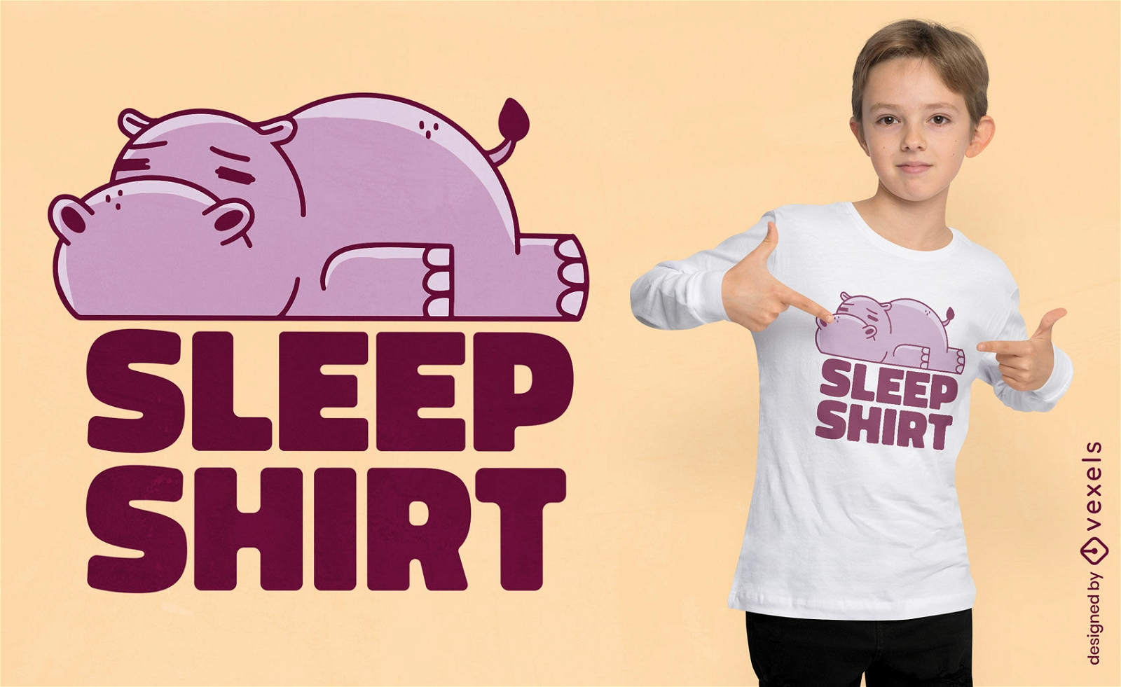 Sleepy hippo t-shirt design