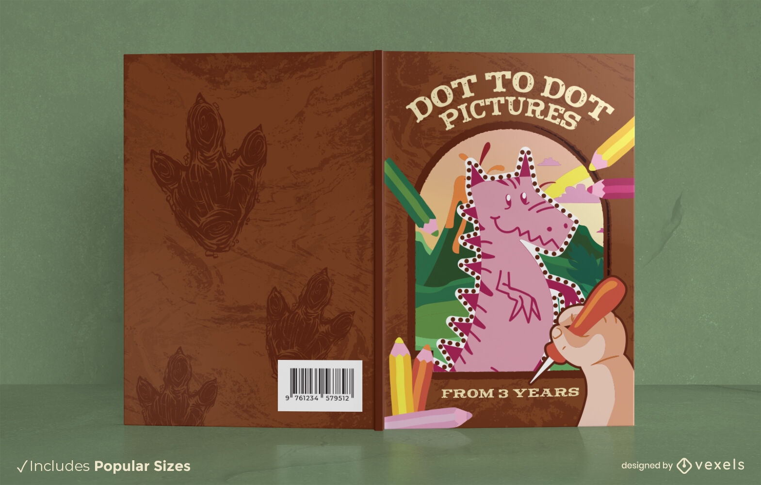 Diseño de portada de libro de dinosaurios KDP