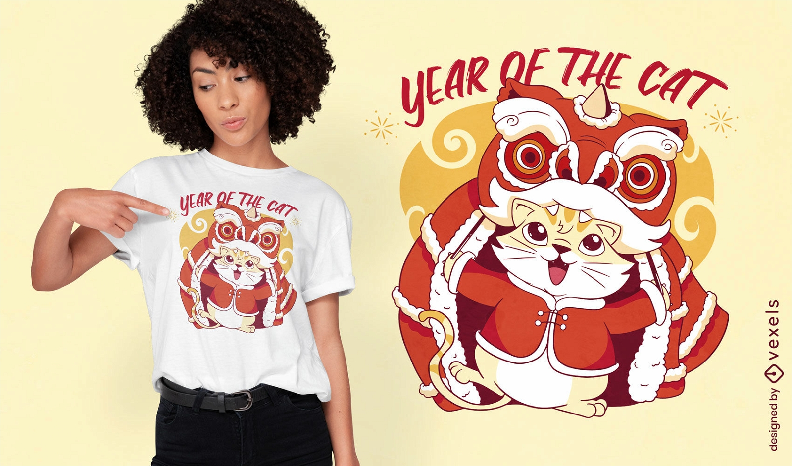 Gato em design de camiseta de fantasia de dragão