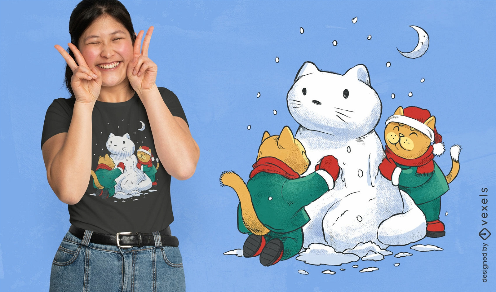 Design de camiseta de gato de neve