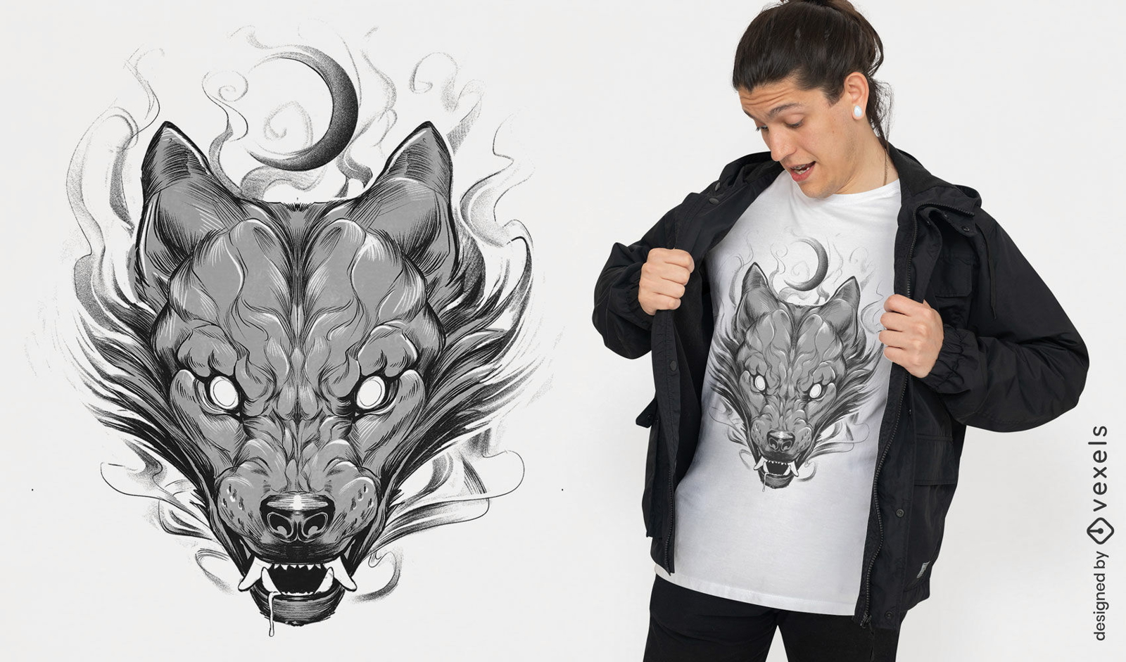Design de camiseta de fantasia de animal selvagem de lobo