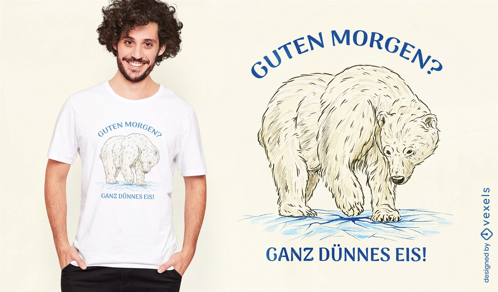 Animal urso polar na camiseta de gelo psd