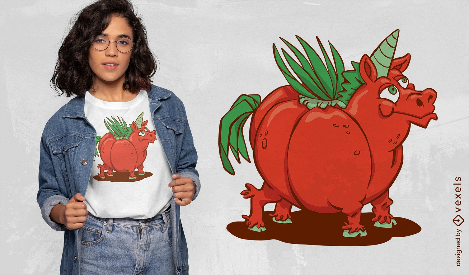 Design de camiseta de unicórnio de tomate
