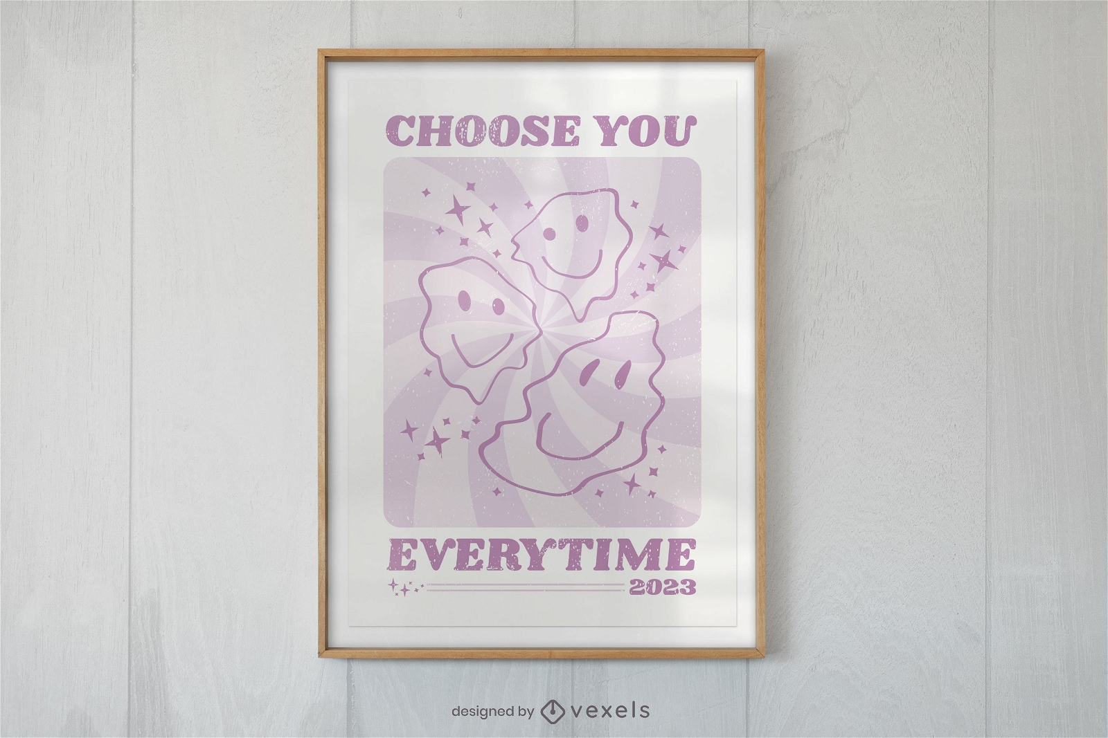 Design de cartaz de distorção de emoji rosa