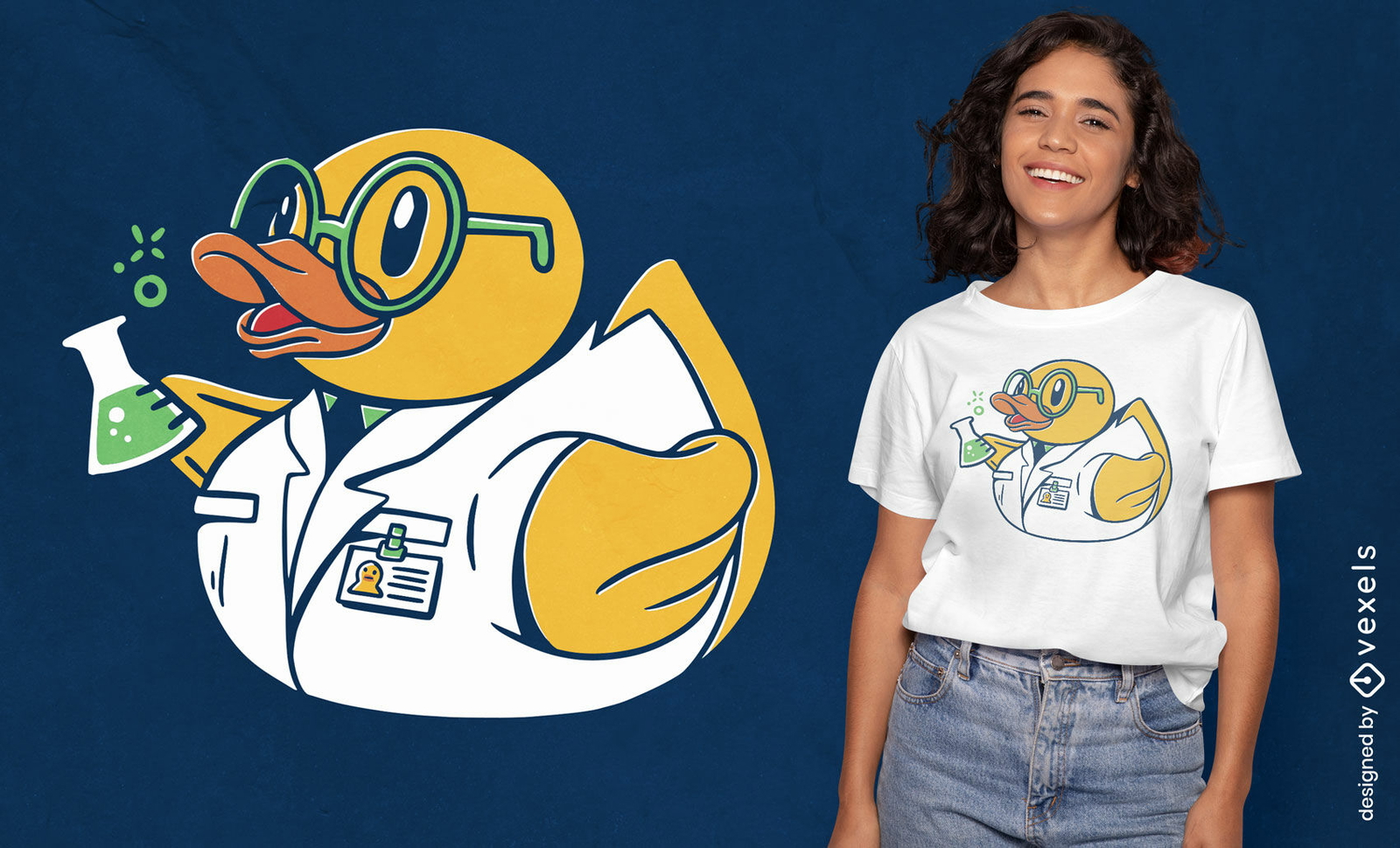 Diseño de camiseta de pato de goma de juguete científico