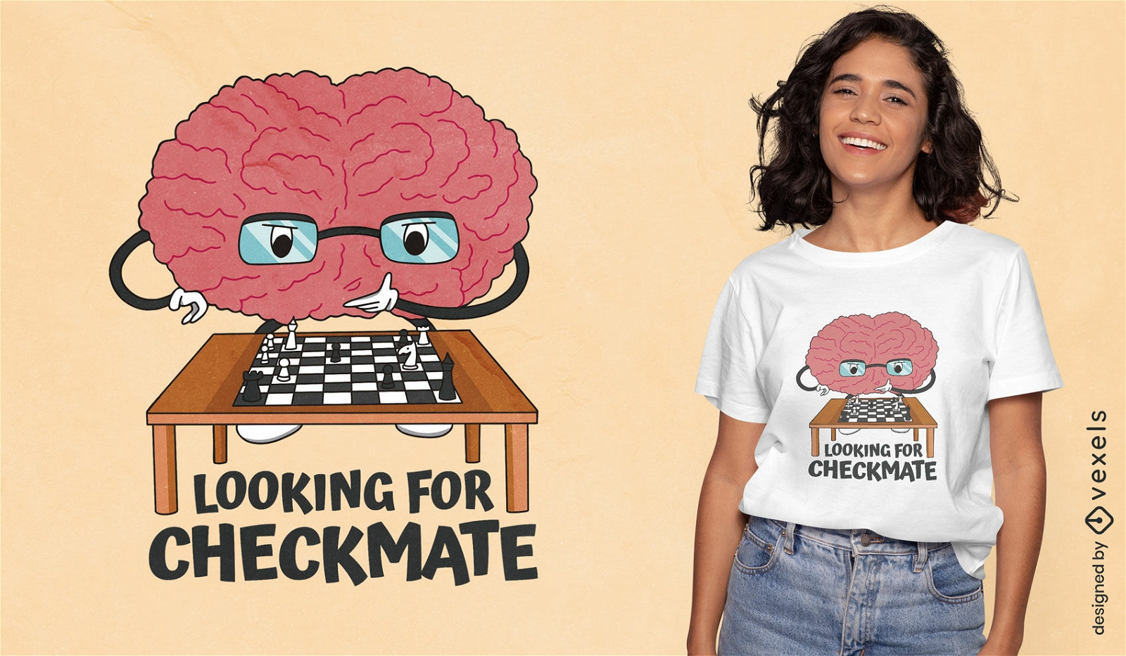 Brain playing chess t-shirt design