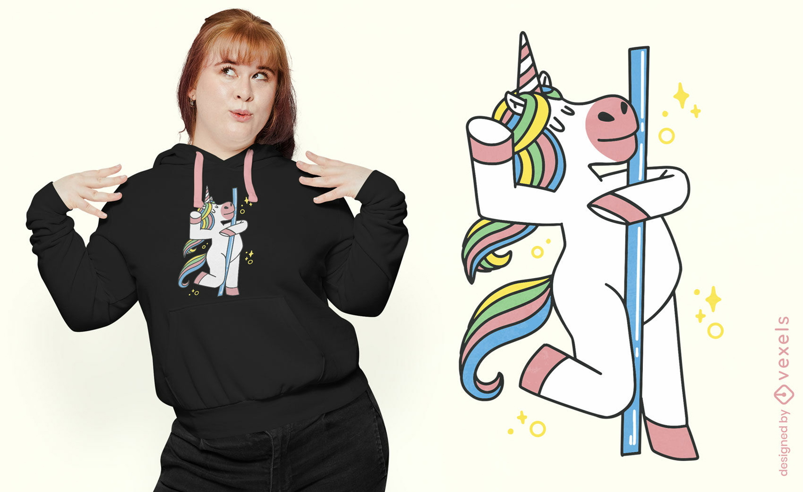 Unicorn pole dancer t-shirt design