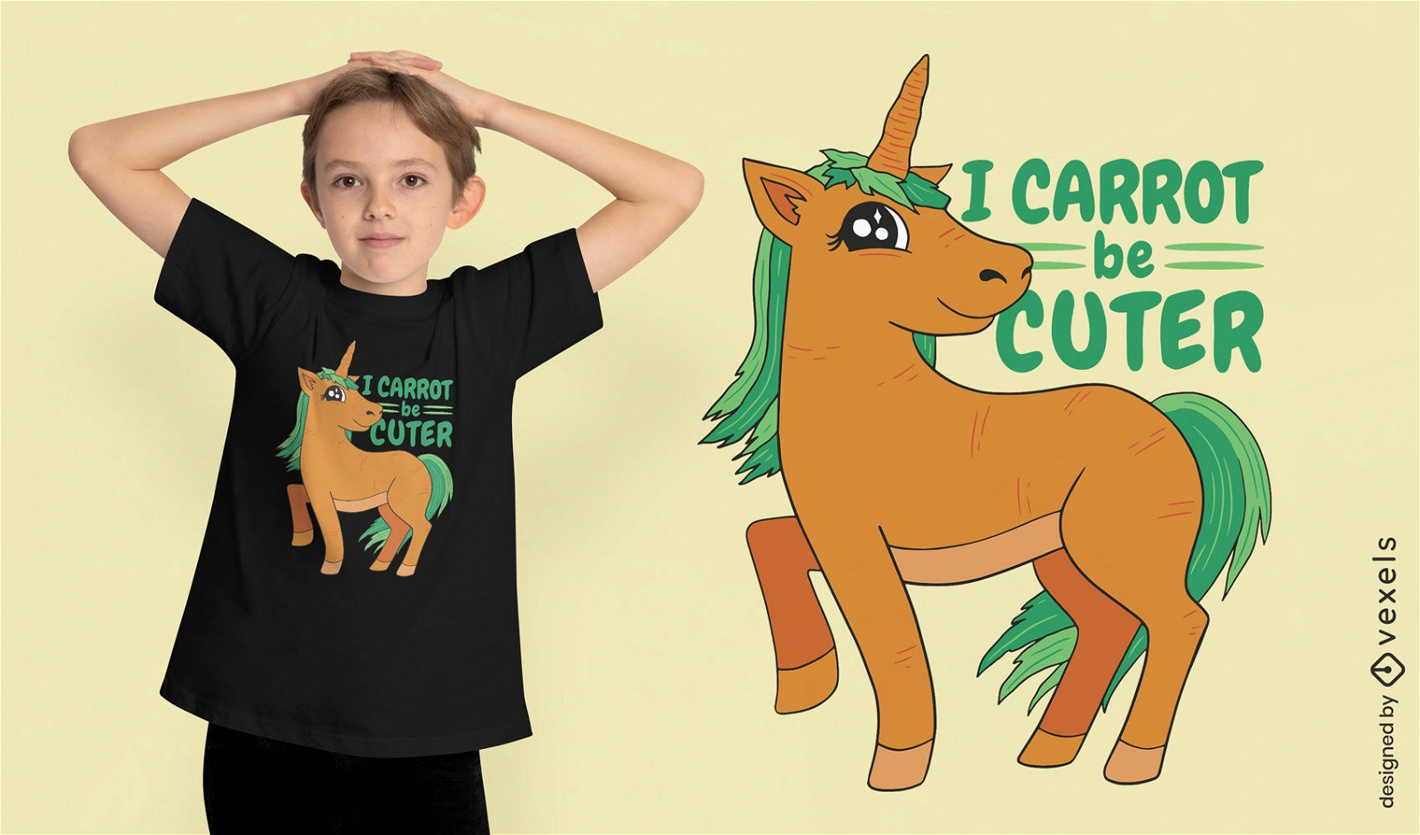 Diseño de camiseta de unicornio de zanahoria.