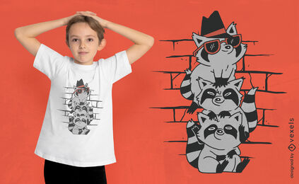 Design de camiseta de gangue de guaxinim