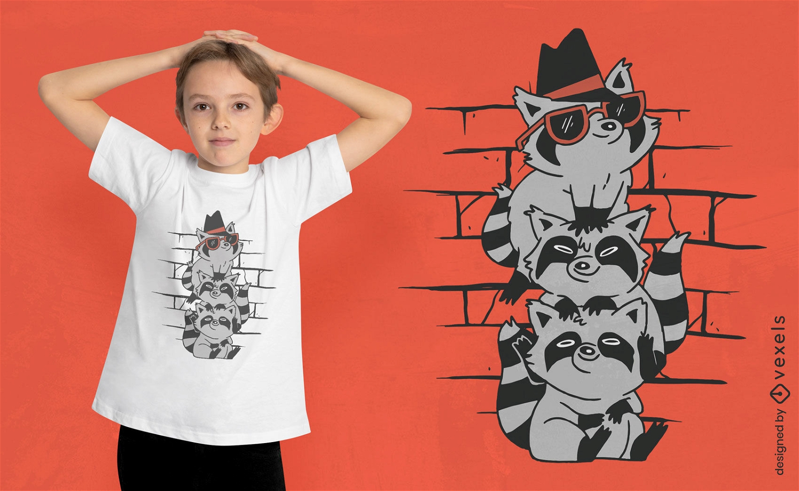 Diseño de camiseta de pandilla de mapaches