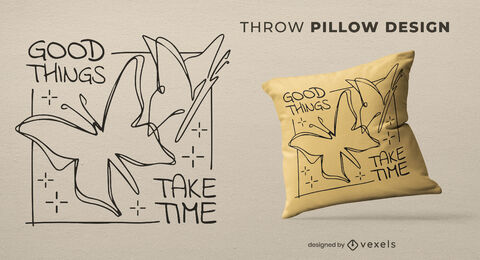 Continuous line butterfly throw pillow design