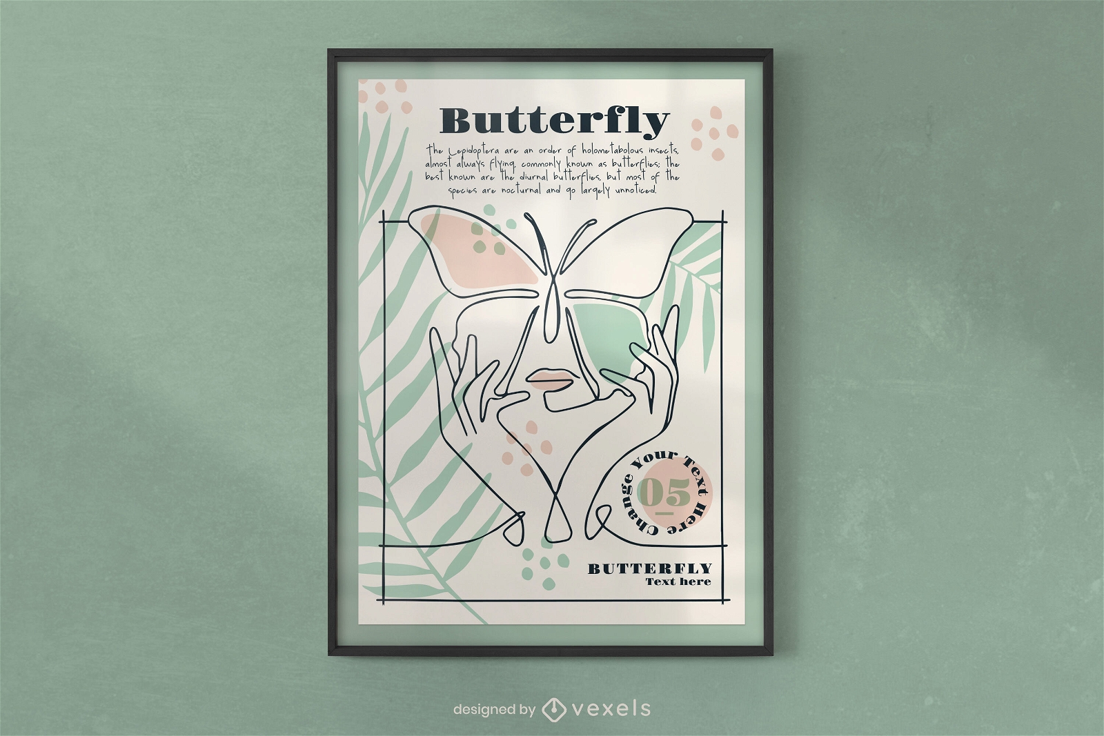 Diseño de cartel de mariposa monoline.