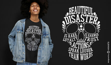Crânio com design de camiseta de citação motivacional