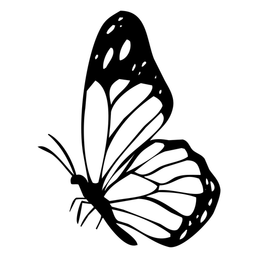 Silueta de mariposa en blanco y negro Diseño PNG
