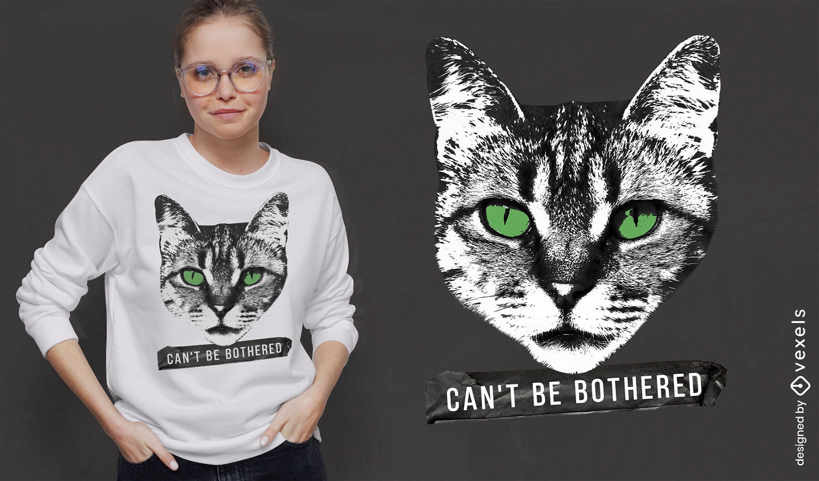Cat with green eyes animal t-shirt psd