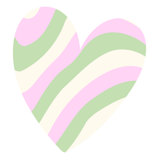 Pink and green striped heart PNG Design