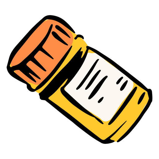 Frasco de pastillas amarillo y naranja Diseño PNG