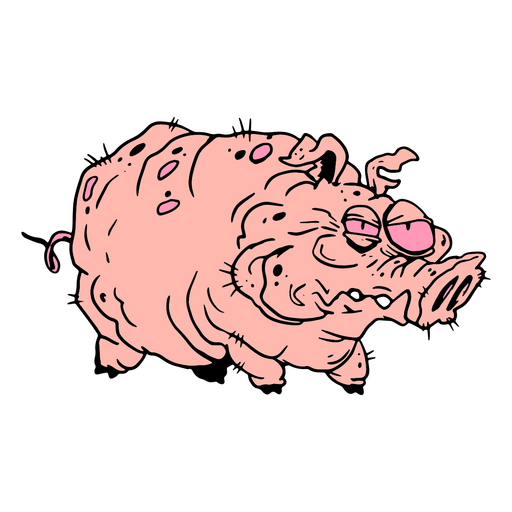 El cerdo de dibujos animados est? de pie Diseño PNG