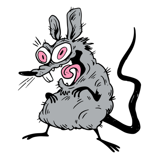 Conejito de dibujos animados con ojos rosados sentado Diseño PNG