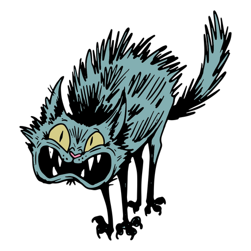 Illustration einer blauen Katze mit gelben Augen PNG-Design