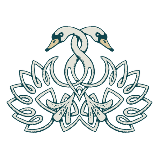 Two swans in a celtic pattern PNG Design