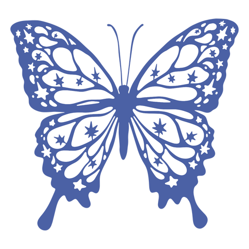 Mariposa azul con estrellas. Diseño PNG