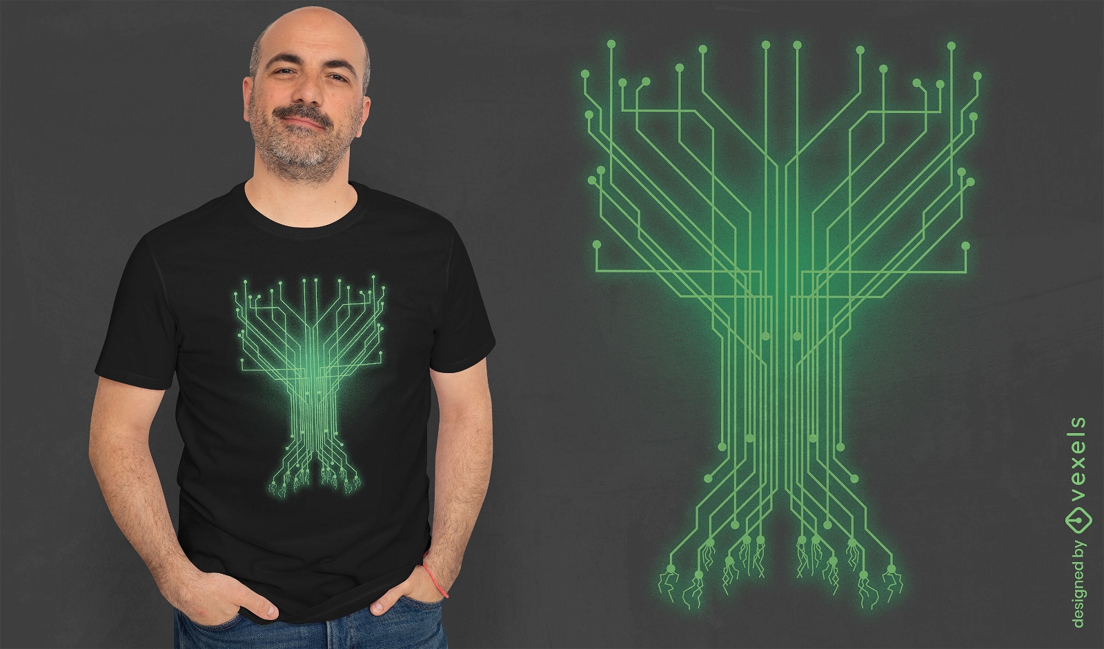 Digital tree t-shirt design