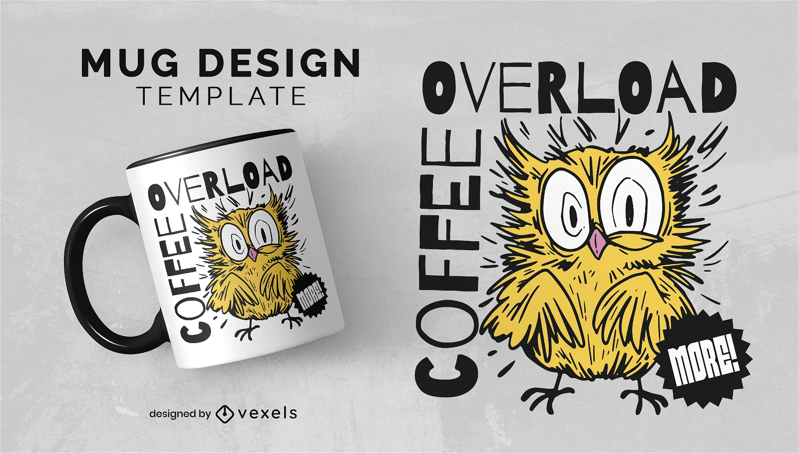 Design de caneca de coruja de sobrecarga de caf?