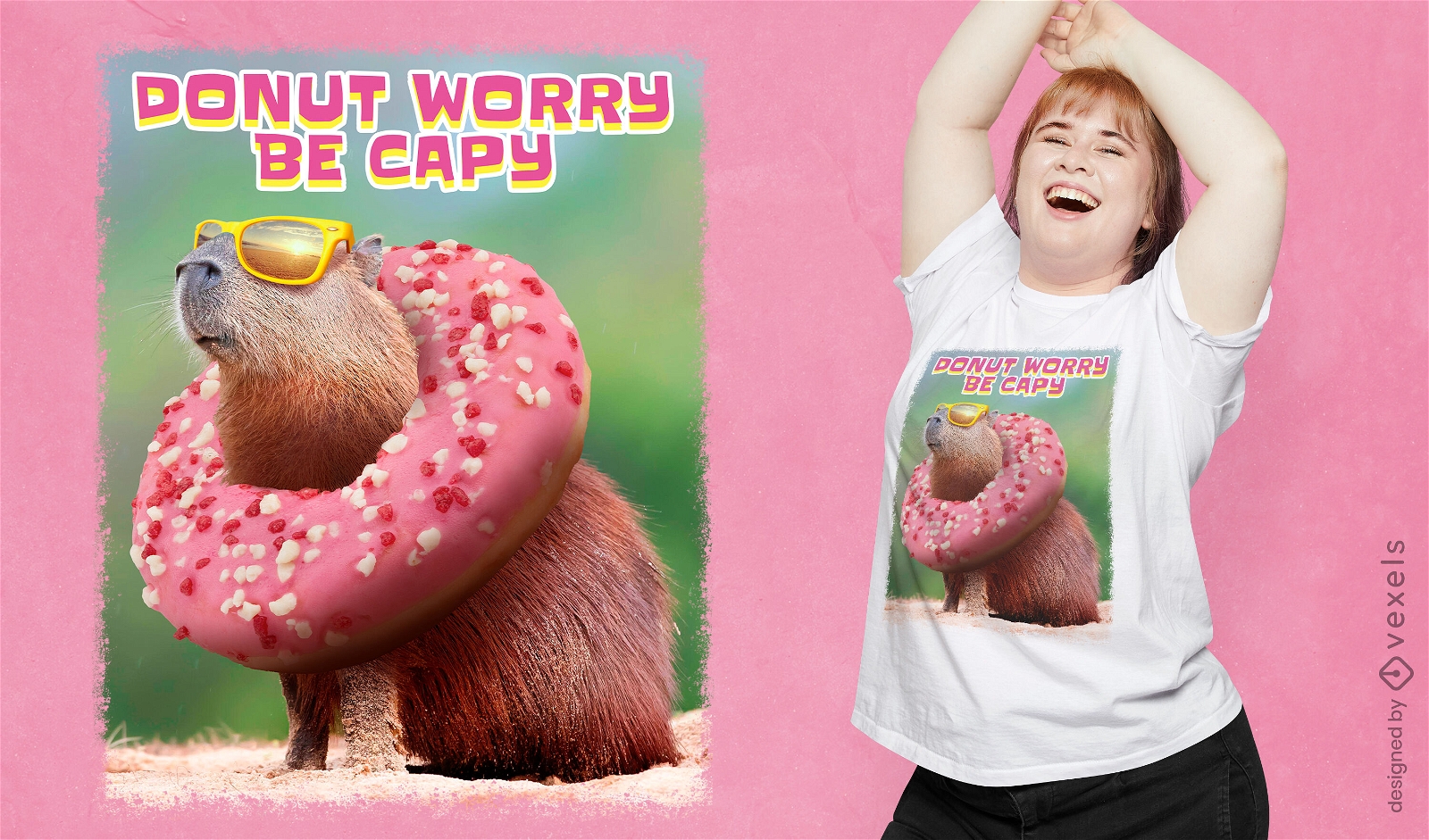 Capybara-Sommertier-T-Shirt psd