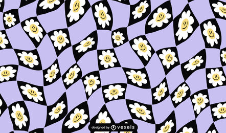 Kariertes Smiley-Gänseblümchen-Musterdesign
