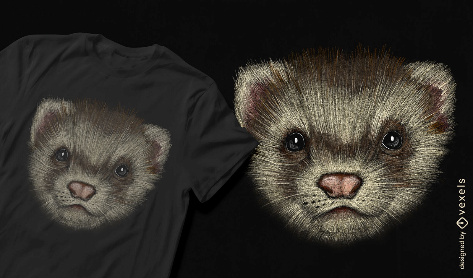 Realistic ferret t-shirt design
