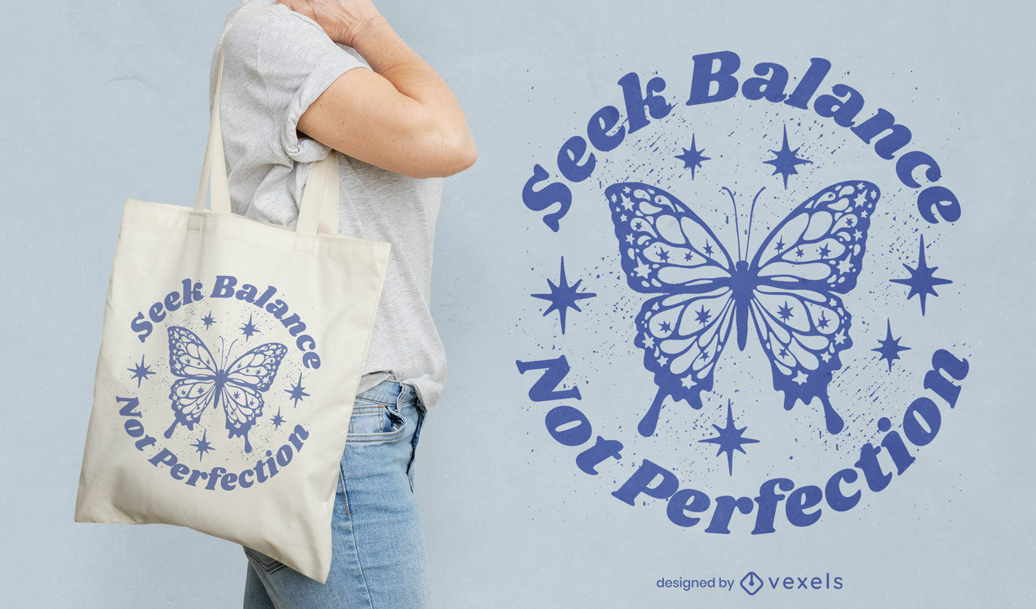 Diseño de bolso tote con diseño de mariposa