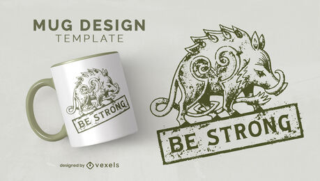 Design de caneca de nó celta de animal javali