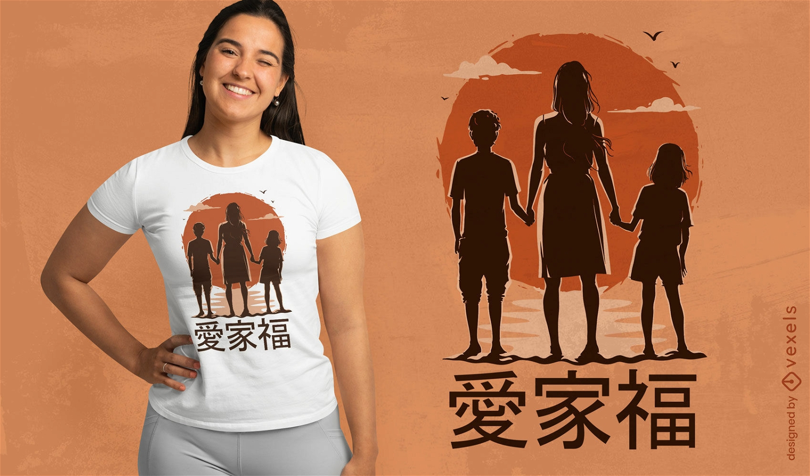 Design de camiseta de família japonesa