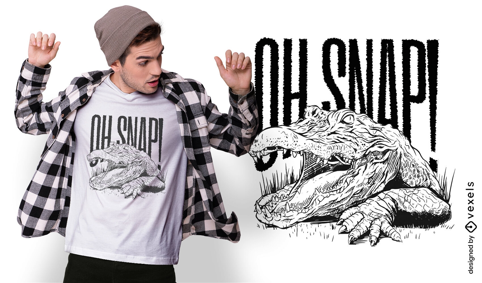 Realistic scary alligator t-shirt design