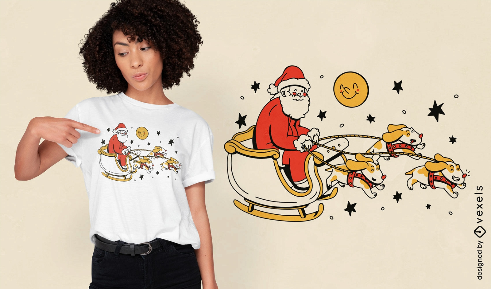 Santa puppies sled t-shirt design