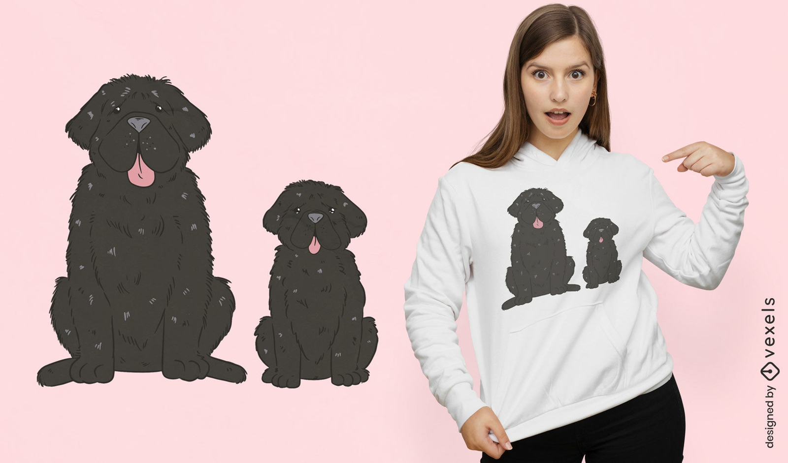 Diseño de camiseta de perros de Terranova