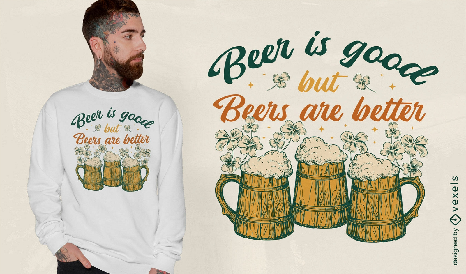 Diseño de camiseta con cita de cerveza de San Patricio