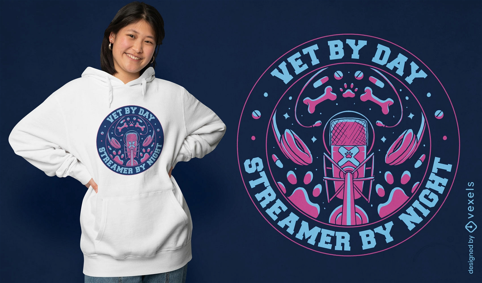 Streamer veterinarian t-shirt design