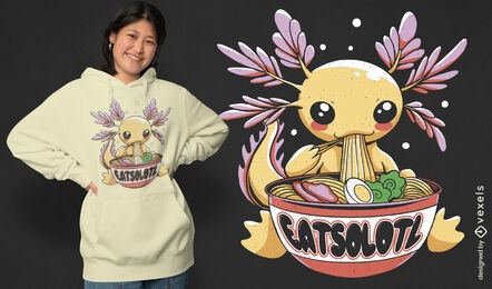 Kawaii Ramen Axolotl T-shirt Design Vector Download