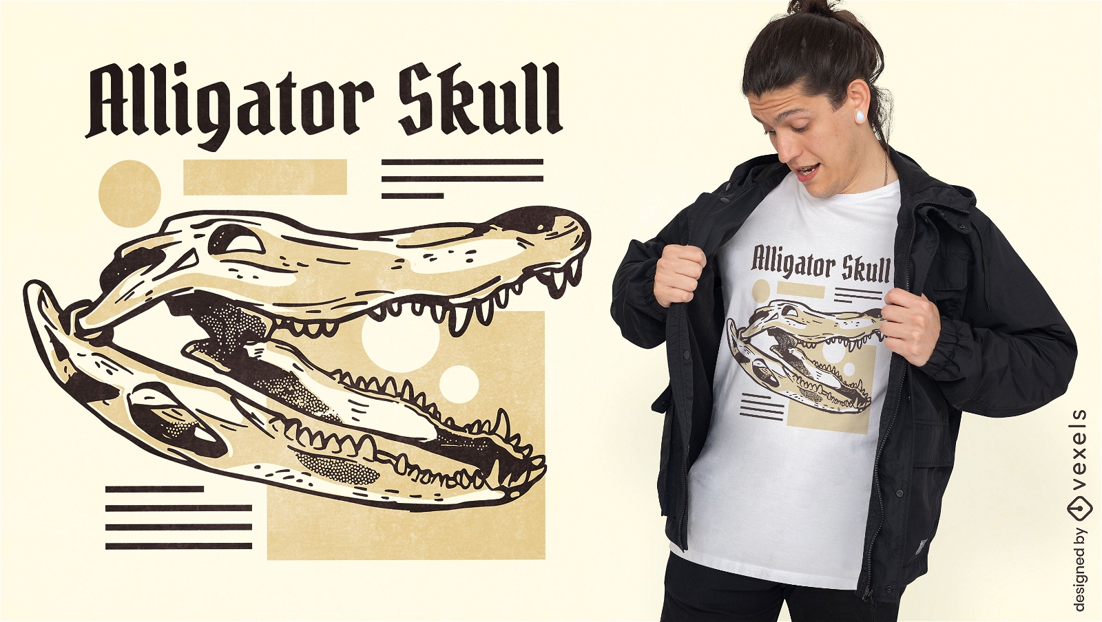Alligator-Tierschädel-T-Shirt-Design
