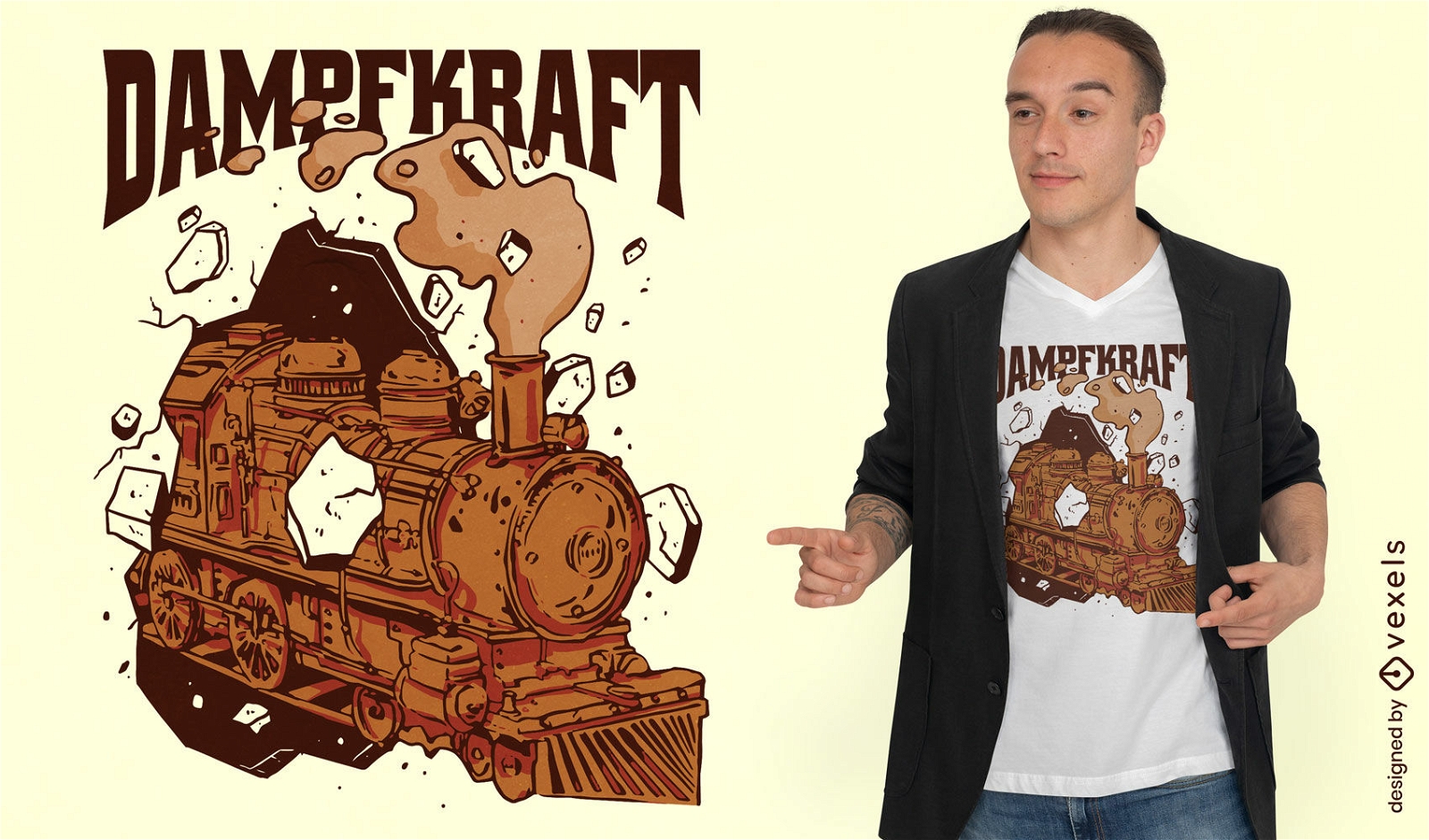 Diseño de camiseta de transporte de tren de vapor.
