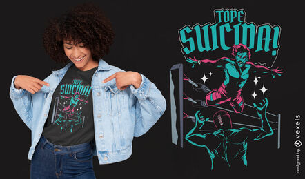 Wrestler jumping out of ring t-shirt design