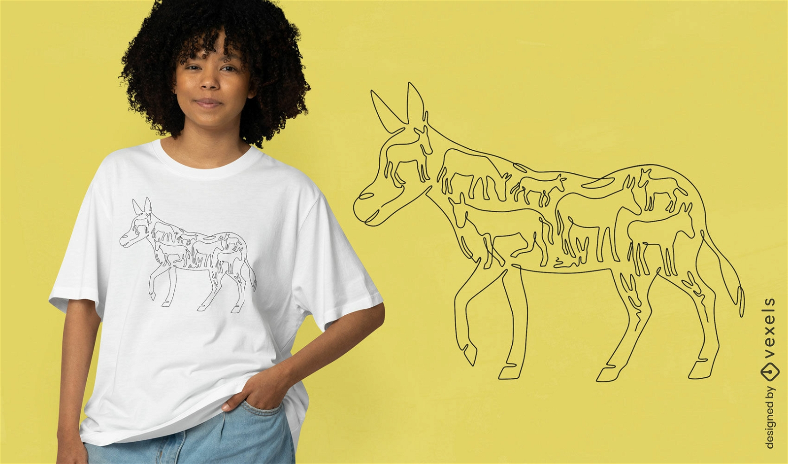 Donkey animal continuous line t-shirt design
