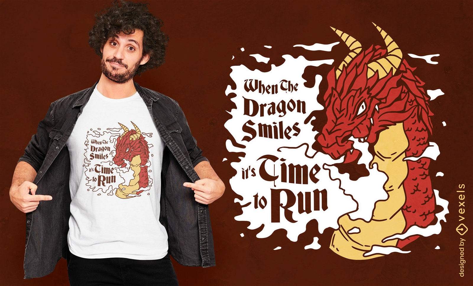 Design de camiseta de criatura de dragão vermelho antigo