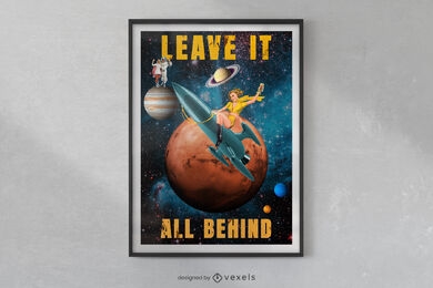 Diseño de cartel de collage de espacio vintage