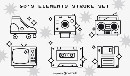 80's elements icons set