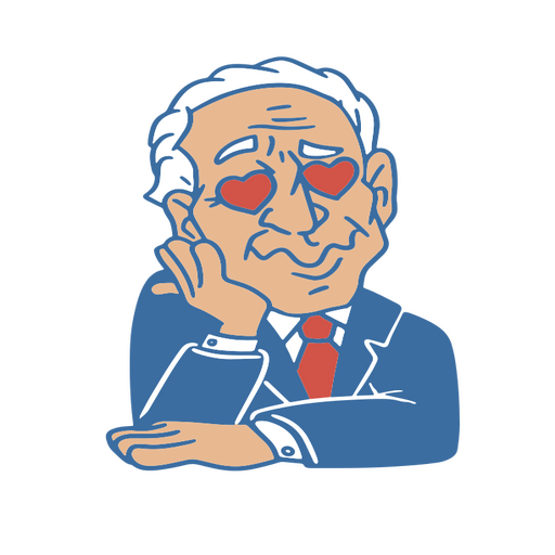 Cartoon of a man with a heart on his face PNG Design