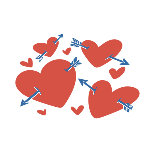 Corações com flechas Desenho PNG